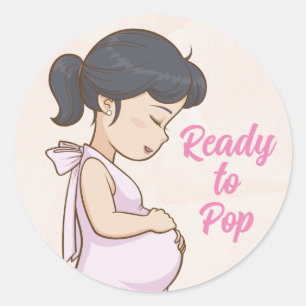 Sticker Rond Prêt à faire sauter Pink It a Girl Baby shower