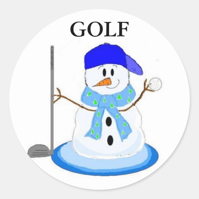 Sticker Rond Prêt à jouer au golf (Devant)