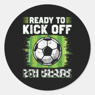 Sticker Rond Prêt à lancer le soccer de 5e année Premier jour d