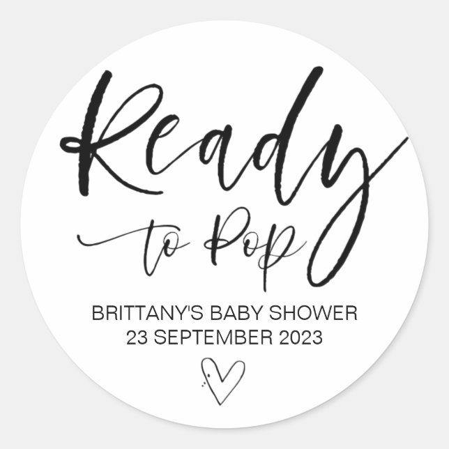 Sticker Rond Prêt À Pop Baby shower Cute Favoriser Cute (Devant)