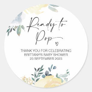 Sticker Rond Prêt À Pop Baby shower Cute Favoriser Floral