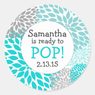 Sticker Rond Prêt à pop Baby shower Favor / mums turquoise