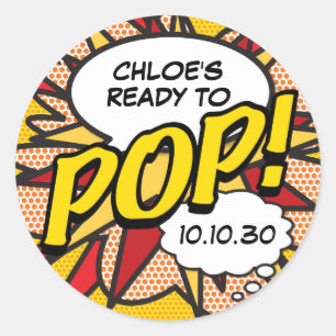 Sticker Rond Prêt à POP Baby shower Fun Modern