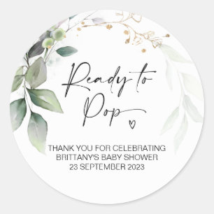 Sticker Rond Prêt À Pop Cute Baby shower Favoriser Eucalyptus