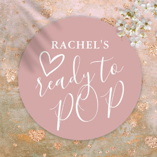 Sticker Rond Prêt À Pop Dusty Rose Baby shower fille