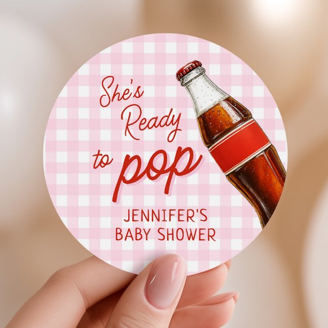 Sticker Rond Prêt À Pop Soda Pop Cola Girl Baby shower (Créateur téléchargé)