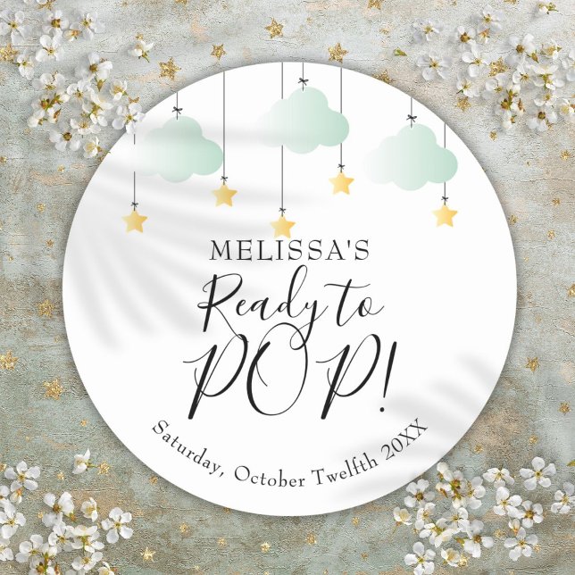 Sticker Rond Prêt à POP Twinkle Twinkle  Baby Shower (Ready To POP Twinkle Twinkle Baby Shower Classic Round Sticker)