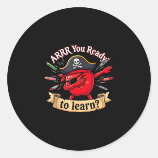 Sticker Rond Prêt pirate drôle retour à l'école enseignant