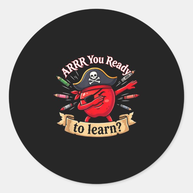 Sticker Rond Prêt pirate drôle retour à l'école enseignant (Devant)
