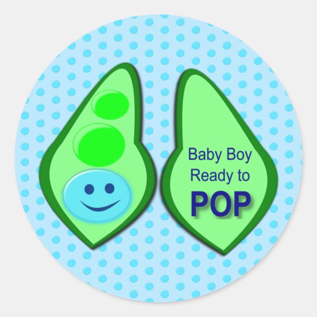 Sticker Rond Prêt pour la pop Baby Boy Pea Blue (Devant)