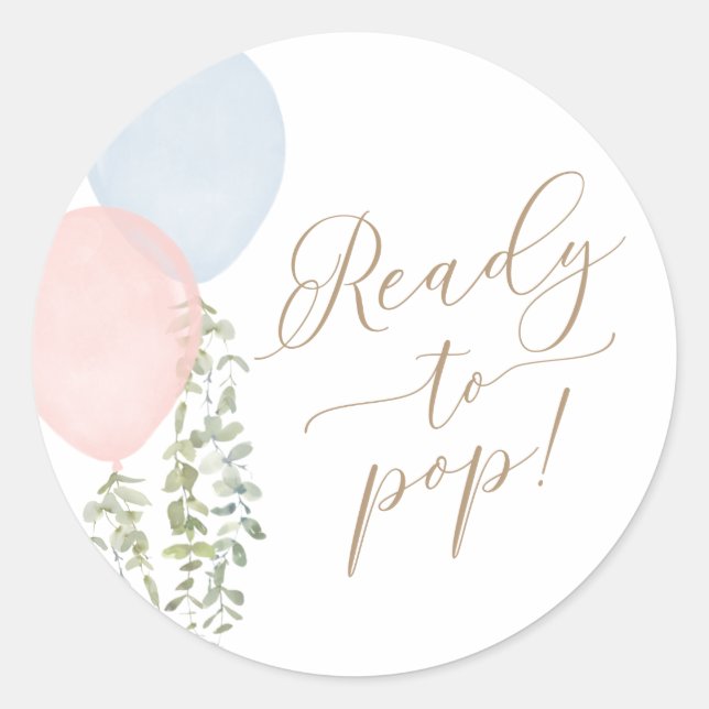 Sticker Rond Prêt pour la pop Balloon Baby shower jumeau (Devant)