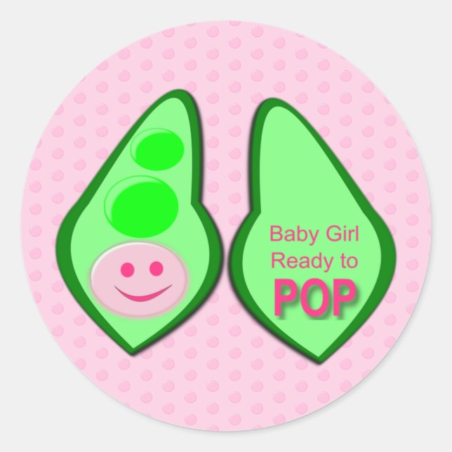 Sticker Rond Prêt pour la pop bébé fille pois rose (Devant)