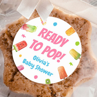 Sticker Rond Prêt pour le Baby shower pop