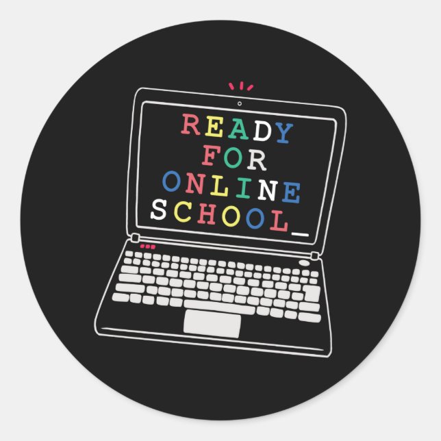 Sticker Rond Prêt pour l'école en ligne (Devant)