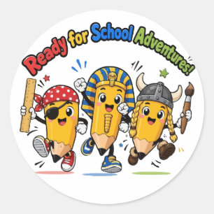 Sticker Rond Prêt pour les Aventures Scolaires