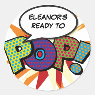 Sticker Rond Prête à éclater ! Baby shower moderne et coloré