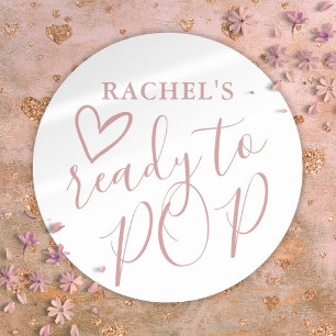 Sticker Rond Prête à éclore Fille Rose Poussiéreuse Baby Shower