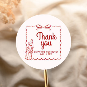 Sticker Rond Prête à faire sauter la Fête Baby Shower Soda