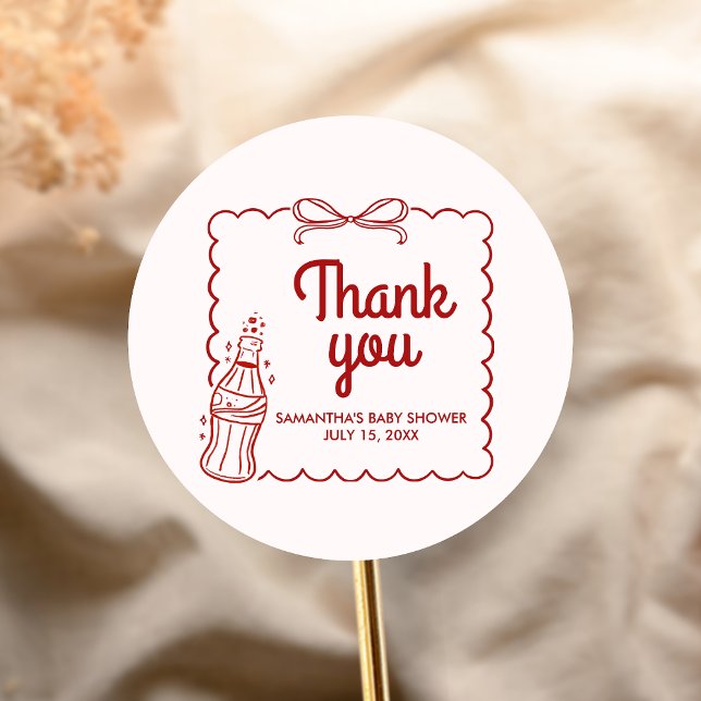 Sticker Rond Prête à faire sauter la Fête Baby Shower Soda (She's Ready to Pop Baby Shower Sticker)