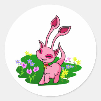 Sticker Rond Prêter l'Aisha rose à travers les fleurs