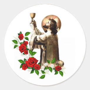 Sticker Rond Prêtre catholique Jésus Clergé Rose Messe Sainte