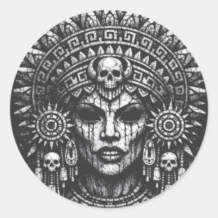 Sticker Rond Prêtresse Couronnée d'un Crâne — par BurnsInHell