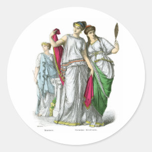 Sticker Rond Prêtresse du grec ancien et femmes nobles