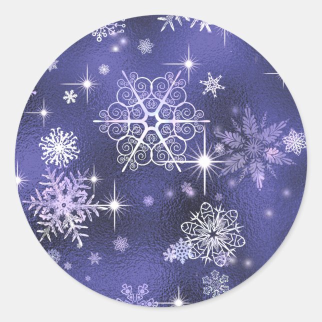 Sticker Rond Prettiest Snowflakes Motif Violet ID846 (Devant)