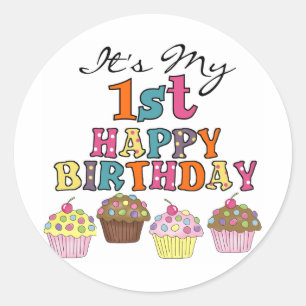 Sticker Rond Pretty Cupcakes 1er Anniversaire Tshirts et cadeau
