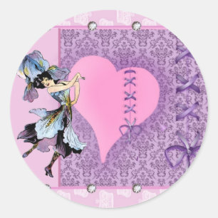Sticker Rond Pretty Pink Flower Fairy Accessoires - add name
