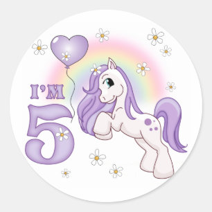 Sticker Rond Pretty Pony 5e anniversaire
