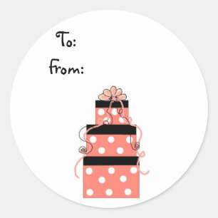 Sticker Rond Pretty Wrapped Packages en rose et Brown