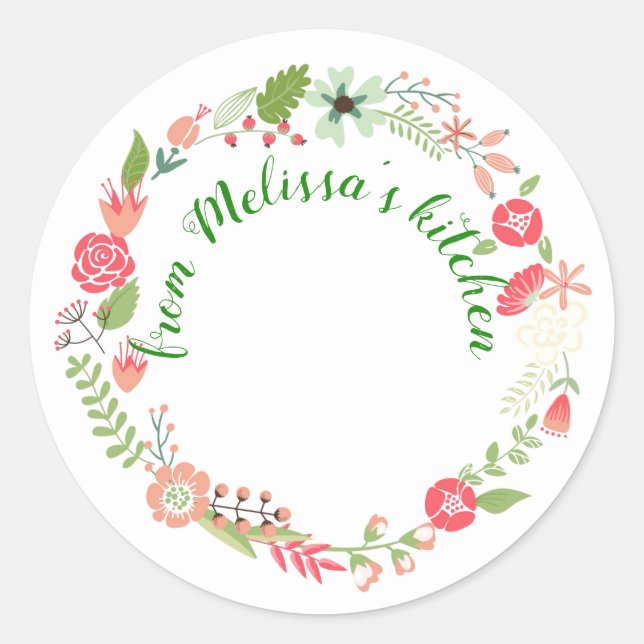 Sticker Rond Pretty Wreath from the Kitchen (Devant)
