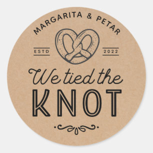 Sticker Rond Pretzel Sacs Nous Avons Lié Le Knot Rustic Kraft