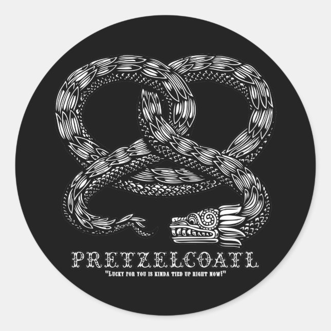Sticker Rond Pretzelcoatl -b/w (Devant)