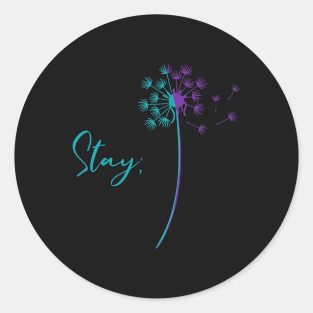 Sticker Rond Prévention Dandelion Turquoise Et Pourpre Séjour S (Devant)