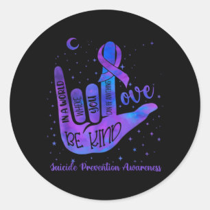 Sticker Rond Prévention du signe de la main Tie Dye Soyez Genti
