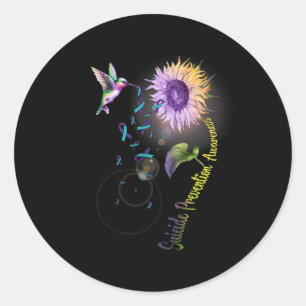Sticker Rond Prévention du suicide Colibri de tournesol