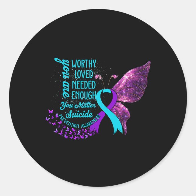 Sticker Rond Prévention du suicide Conscience digne d'amour Bes (Devant)