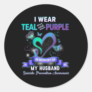 Sticker Rond Prévention Du Suicide Je Porte Le Purple Turquoise