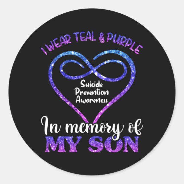 Sticker Rond Prévention du suicide masculin sarcelle violet en  (Devant)