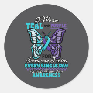 Sticker Rond Prévention du suicide Porter du turquoise violet Q