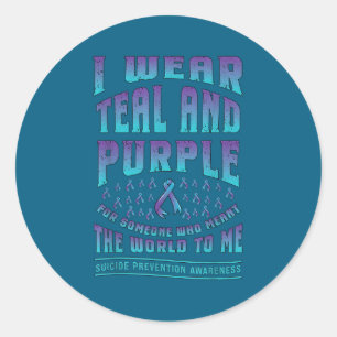 Sticker Rond Prévention du suicide Portez du sarcelle violet po
