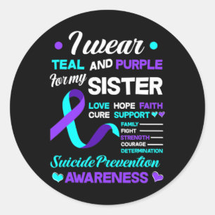 Sticker Rond Prévention Du Suicide Ruban I Porte Turquoise Et V