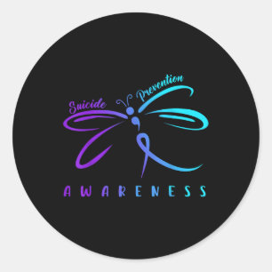 Sticker Rond Prévention du suicide Ruban Violet Turquoise Dr