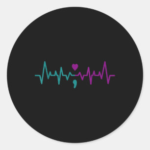 Sticker Rond Prévention du suicide Sens point-virgule Reste Cœu