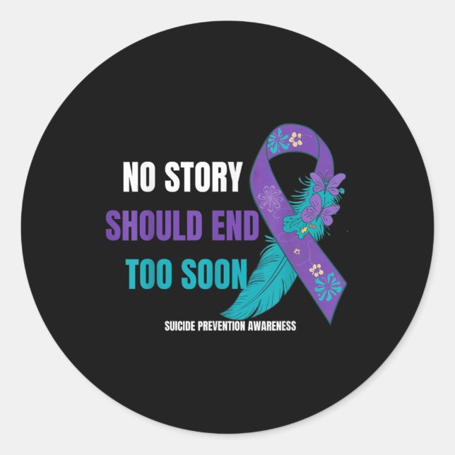 Sticker Rond Prévention du suicide Sensibilisation Aucune histo (Devant)