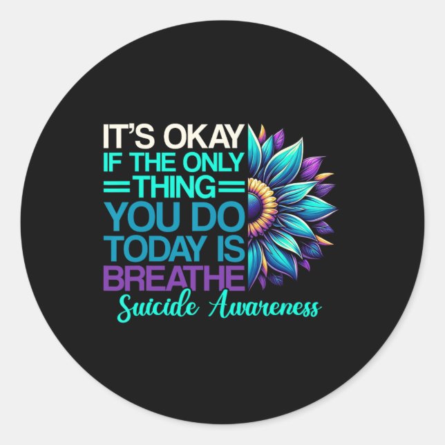 Sticker Rond Prévention du suicide Sensibilisation Ruban Santé  (Devant)