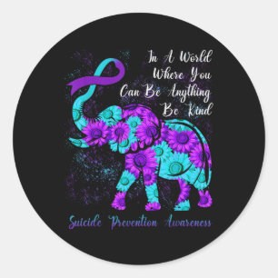 Sticker Rond Prévention du suicide Sensibilisation Turquoise Fl