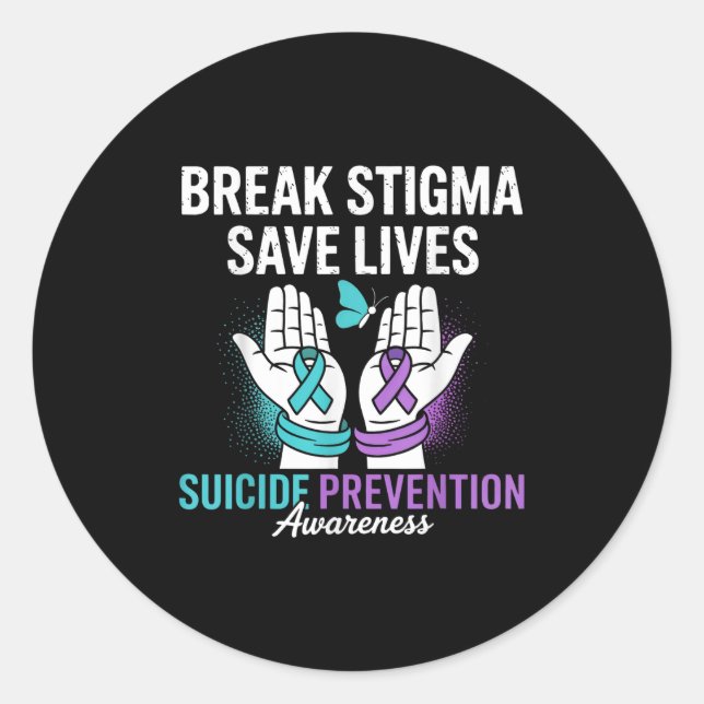 Sticker Rond Prévention du suicide Suprt Briser la stigmatisati (Devant)